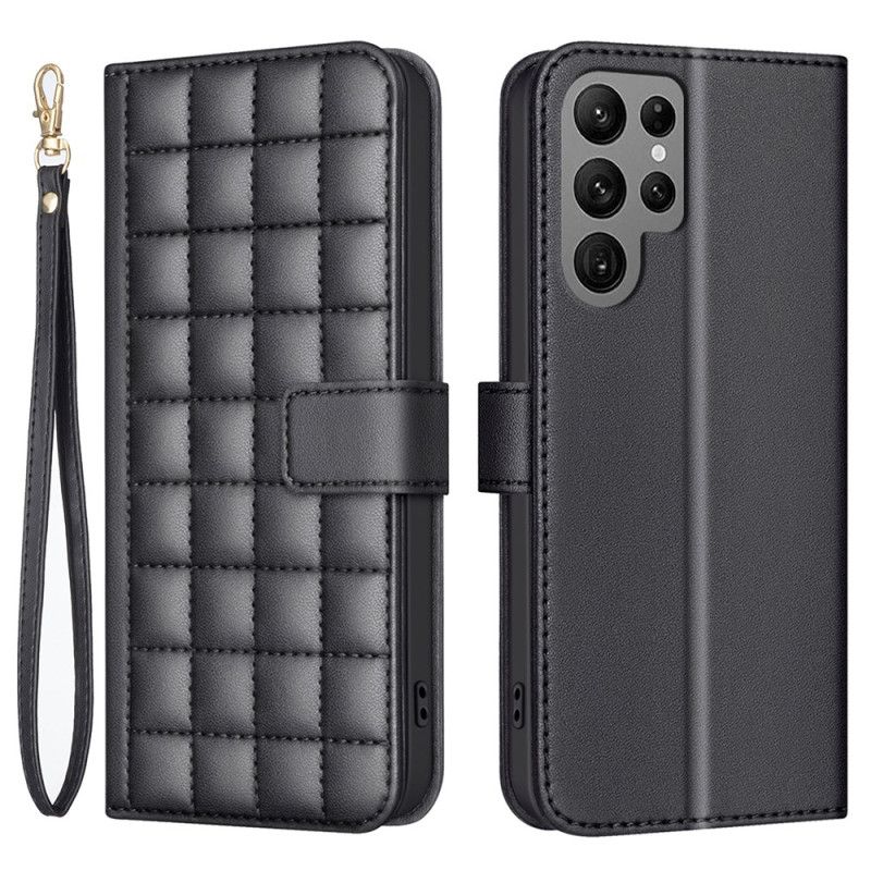 Læder Cover Samsung Galaxy S25 Ultra 5g Telefon Etui Premium Quiltet