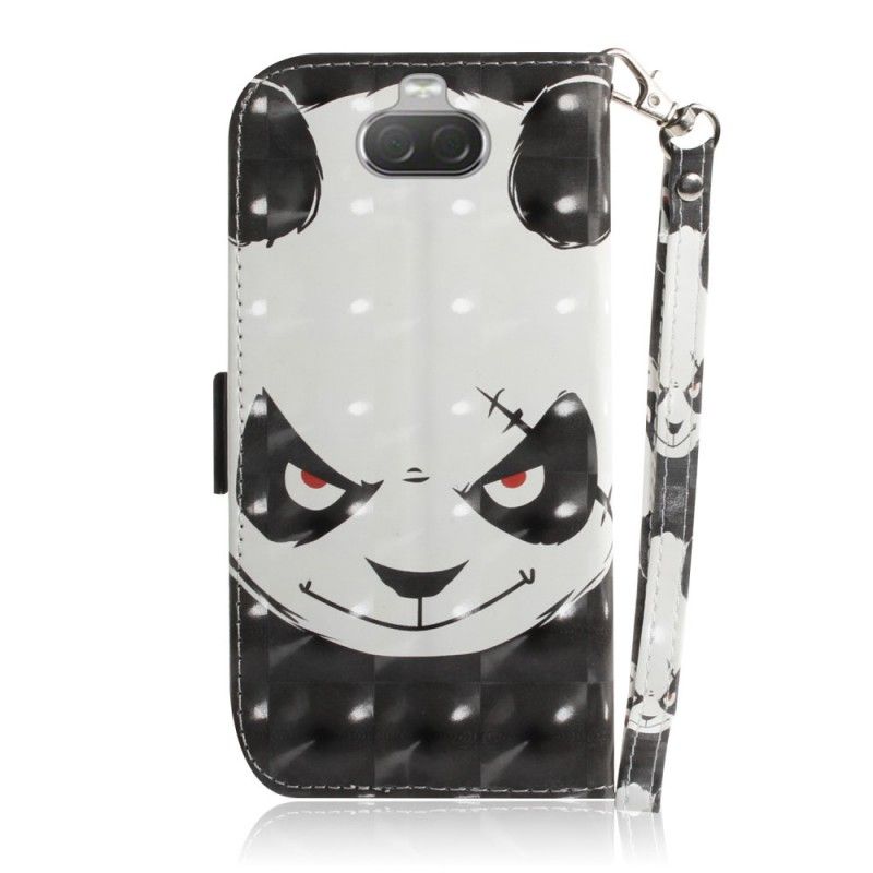 Flip Cover Læder for Sony Xperia 10 Vred Panda Med Rem