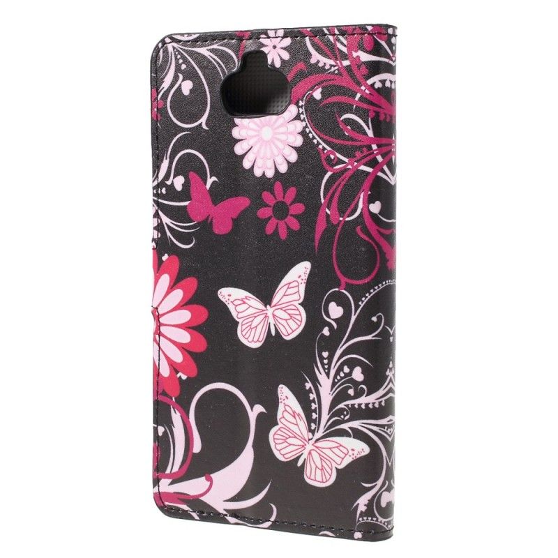 Flip Cover Læder Sony Xperia 10 Hvid Sommerfugle Og Blomster