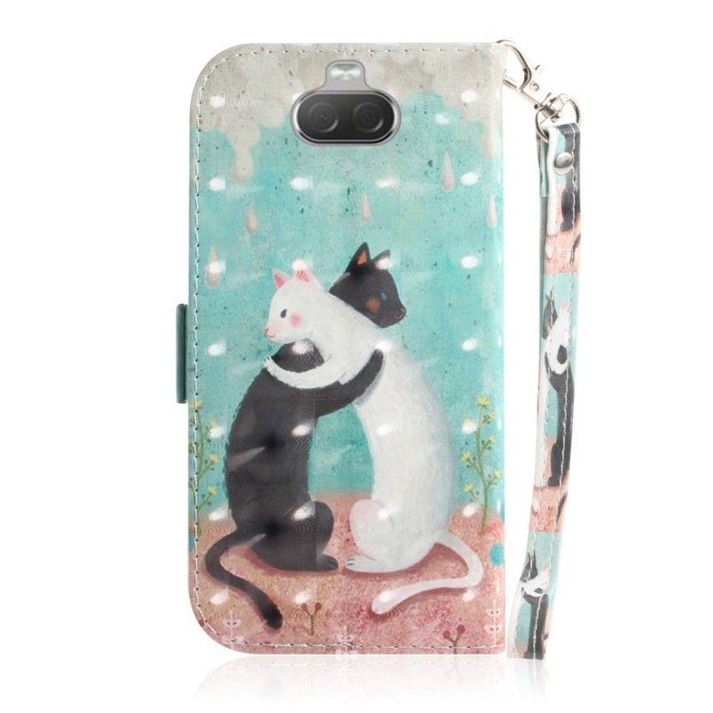 Flip Cover Læder Sony Xperia 10 Thong Cat Friends