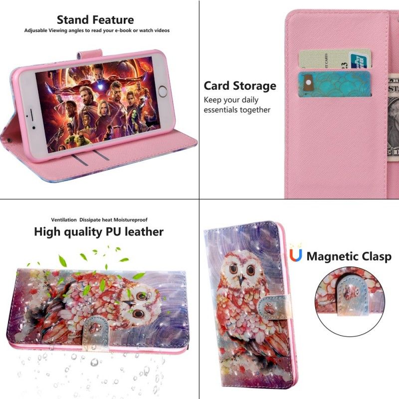 Flip Cover Læder Sony Xperia 10 Ugle Maleren Original