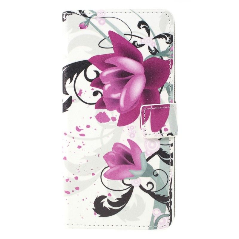 Flip Cover Sony Xperia 10 Lilla Tropiske Blomster