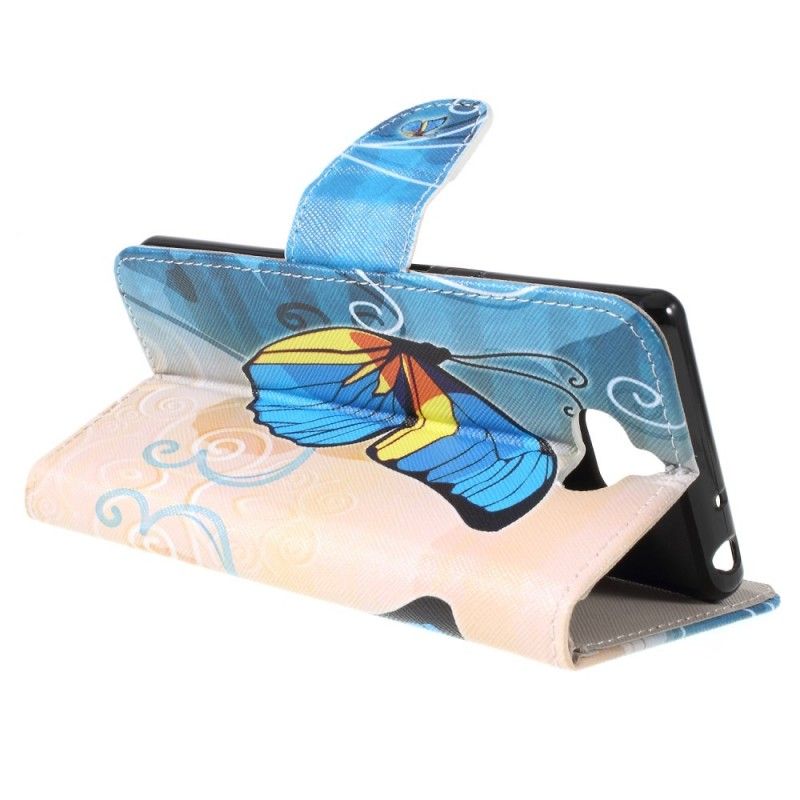 Flip Cover Sony Xperia 10 Lyseblå Sommerfugle