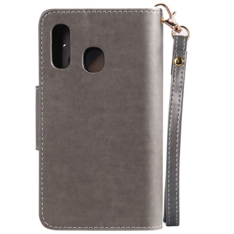 Flip Cover Læder for Samsung Galaxy A40 Rød Blomsterkvinde