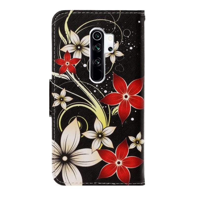 Flip Cover Læder for Xiaomi Redmi Note 8 Pro Farverige Blomster Med Rem