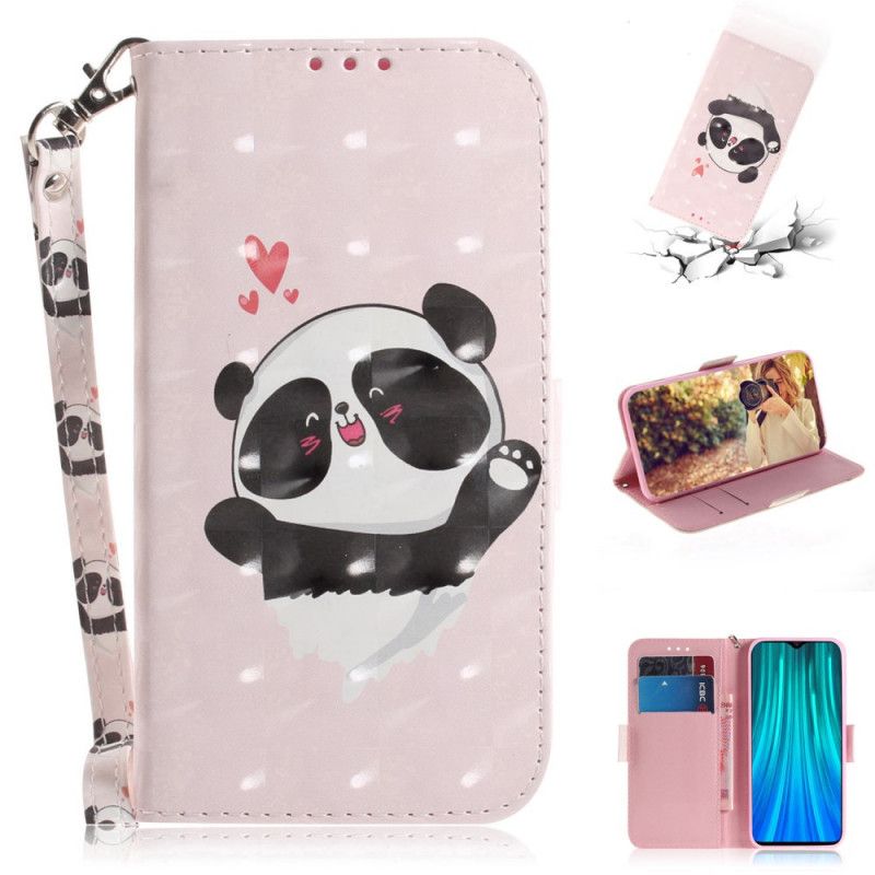 Flip Cover Læder Xiaomi Redmi Note 8 Pro Pandakærlighed Med Rem