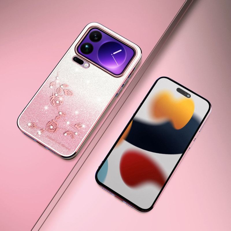 Cover Xiaomi 17 Pro Blomster Og Rhinsten