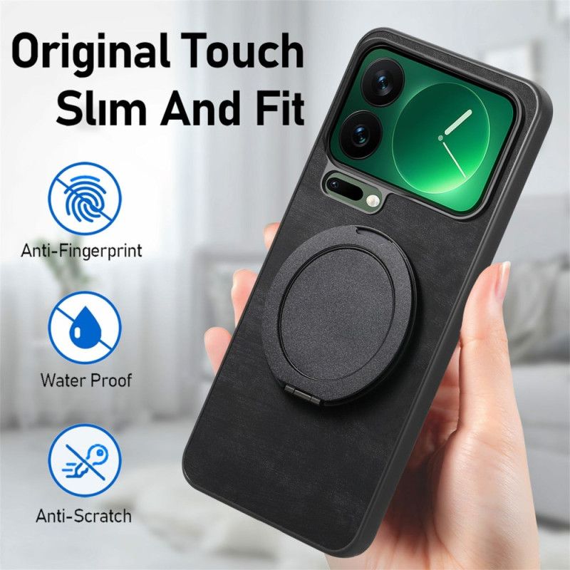 Cover Xiaomi 17 Pro Roterende Stativ Og Retro Lædertekstur