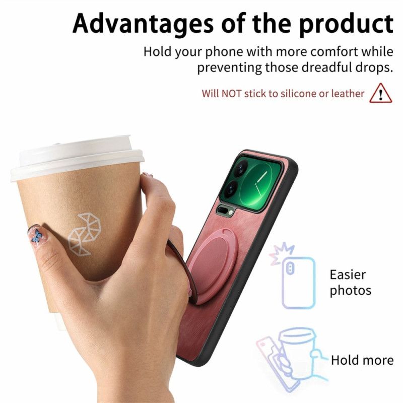 Cover Xiaomi 17 Pro Roterende Stativ Og Retro Lædertekstur