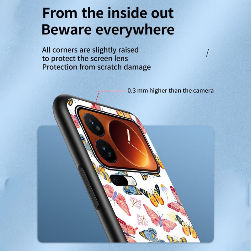 Cover Xiaomi 17 Pro Telefon Etui Sommerfugl I Hærdet Glas