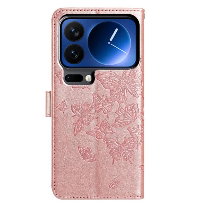 Flip Cover Til Xiaomi 17 Pro Graverede Sommerfugle