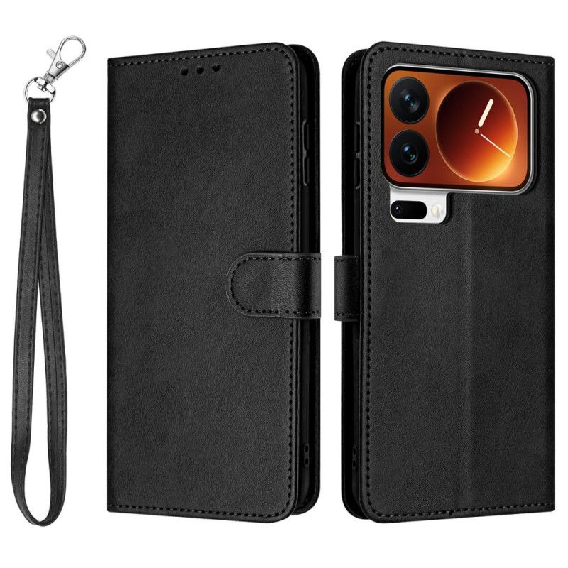 Flip Cover Til Xiaomi 17 Pro Lædereffekt Med Snor