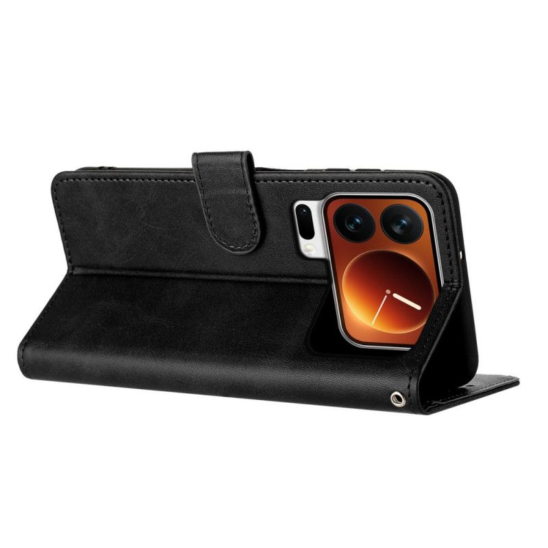 Flip Cover Til Xiaomi 17 Pro Lædereffekt Med Snor