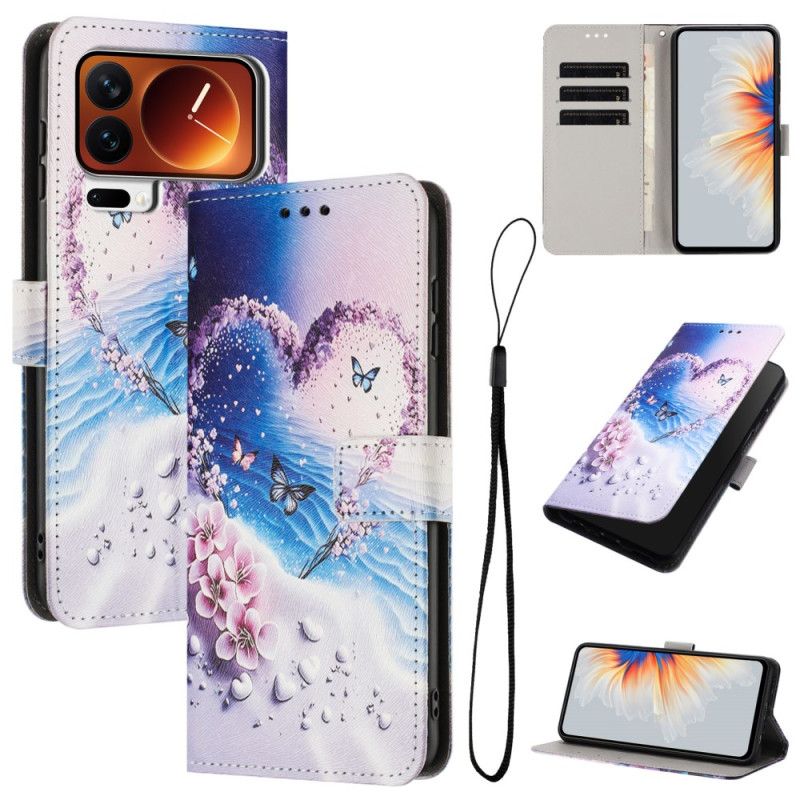 Flip Cover Til Xiaomi 17 Pro Sommerfugl Og Hjerte