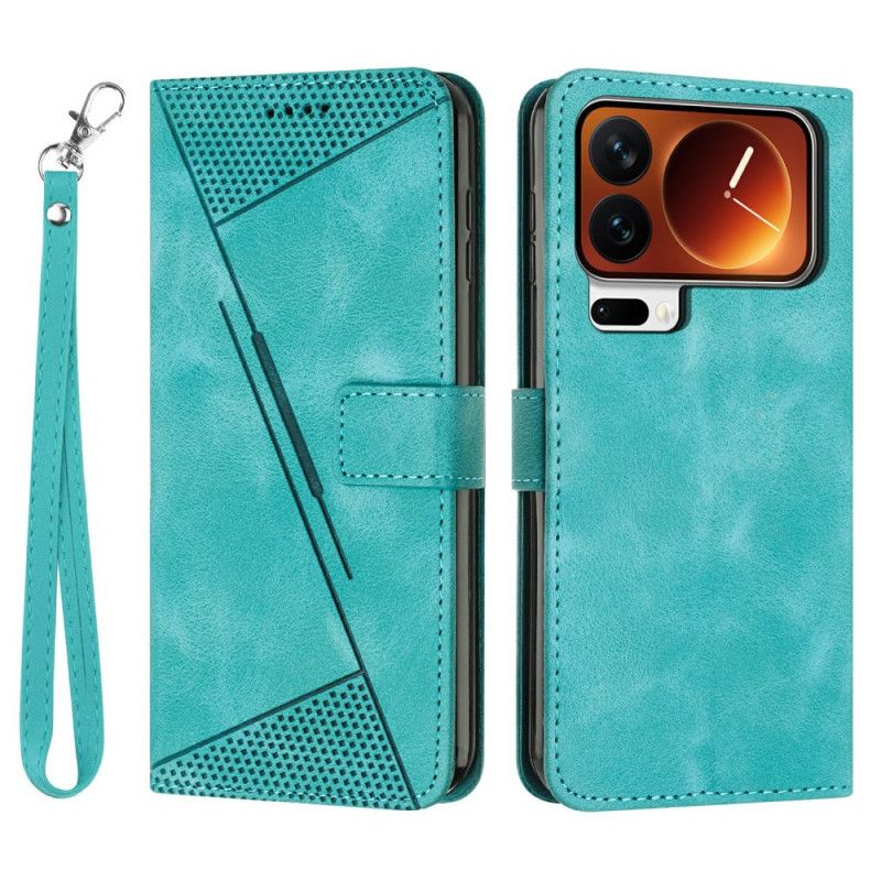 Flip Cover Til Xiaomi 17 Pro Trekantmønster Og Rem