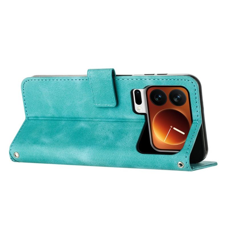 Flip Cover Til Xiaomi 17 Pro Trekantmønster Og Rem