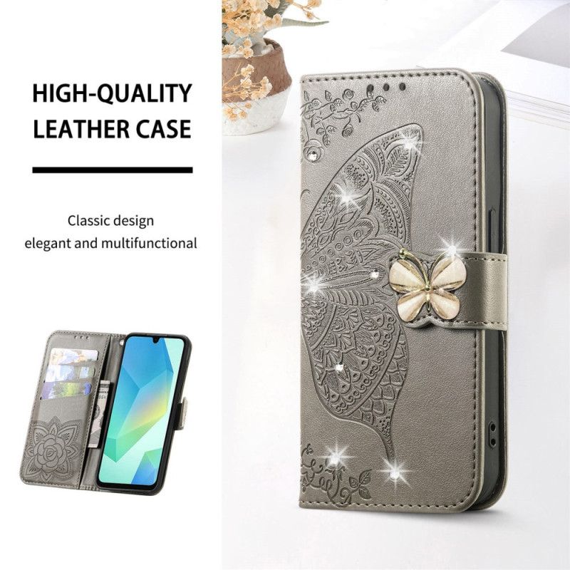 Flip Cover Xiaomi 17 Pro 3d-sommerfugl Og Rhinsten