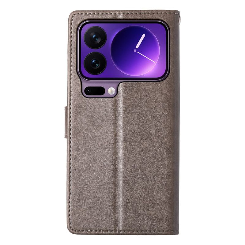 Flip Cover Xiaomi 17 Pro Blomstersommerfuglemønster