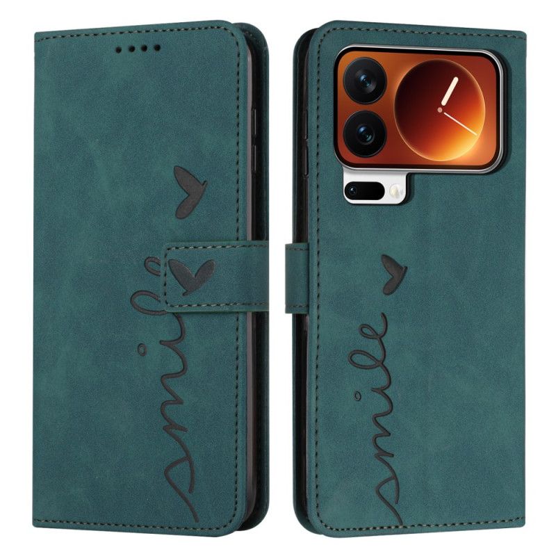 Flip Cover Xiaomi 17 Pro Hjerte- Og Smilemønster