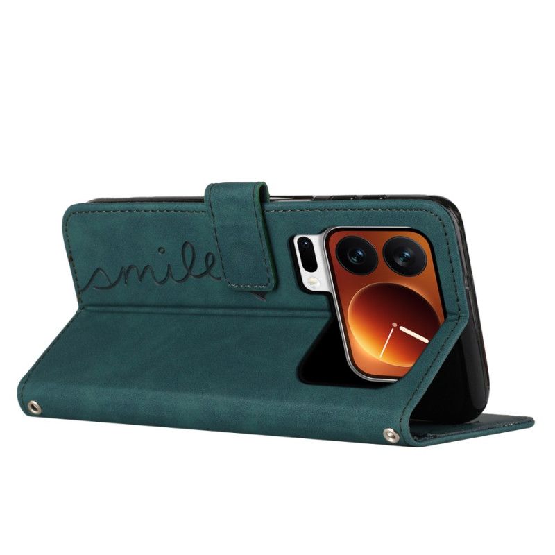 Flip Cover Xiaomi 17 Pro Hjerte- Og Smilemønster