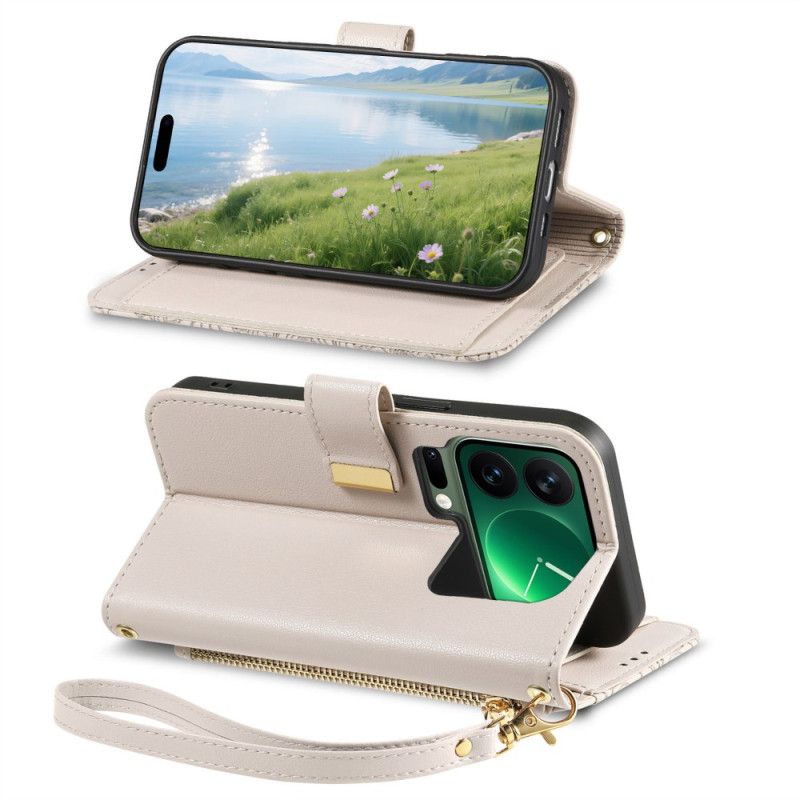 Læder Cover Xiaomi 17 Pro Blomster- Og Bladmønster