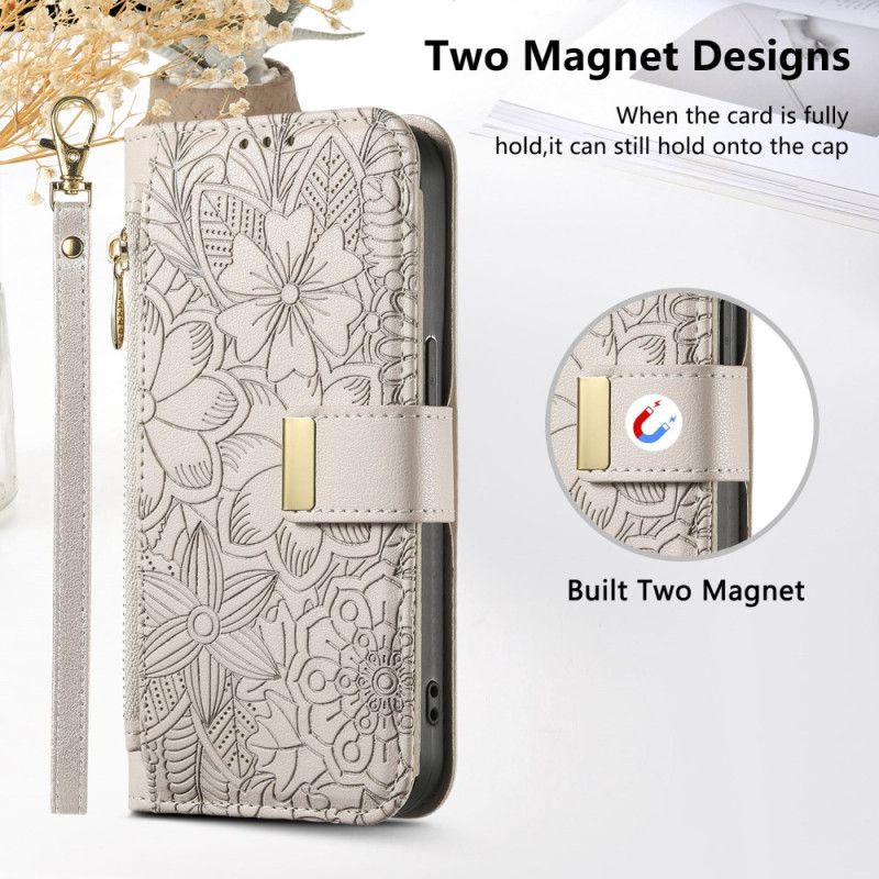 Læder Cover Xiaomi 17 Pro Blomster- Og Bladmønster