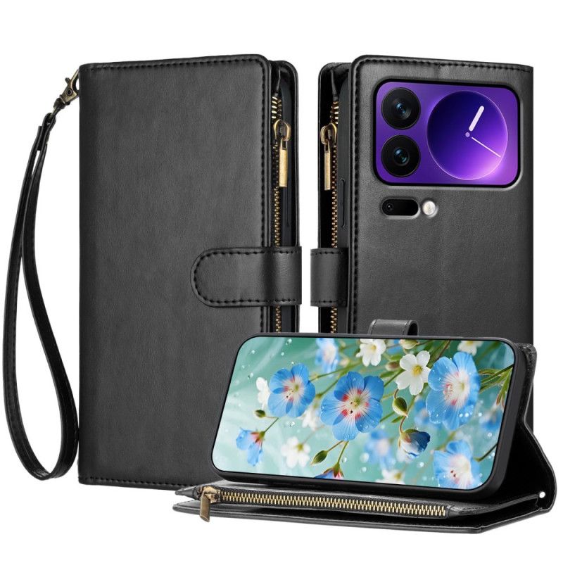 Læder Cover Xiaomi 17 Pro Pung Med Lynlås Og Rem