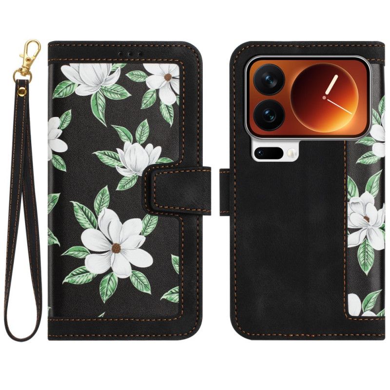 Læder Cover Xiaomi 17 Pro Telefon Etui Pung Med Blomstermønster