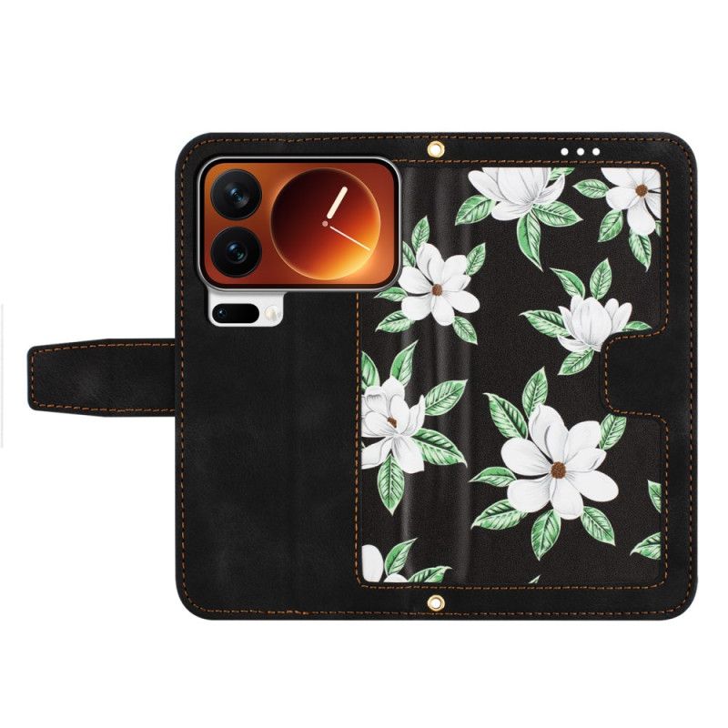 Læder Cover Xiaomi 17 Pro Telefon Etui Pung Med Blomstermønster