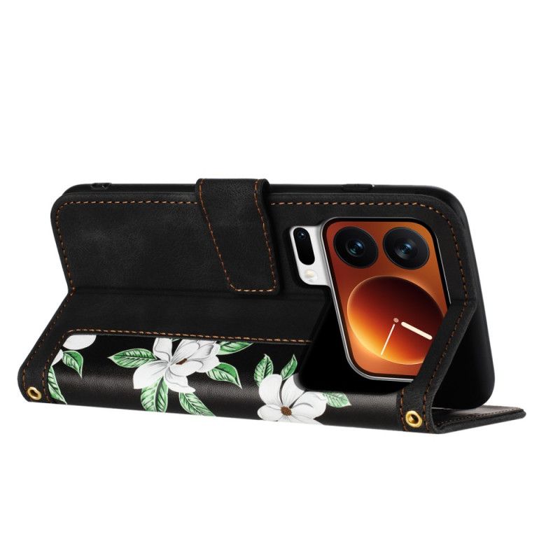 Læder Cover Xiaomi 17 Pro Telefon Etui Pung Med Blomstermønster