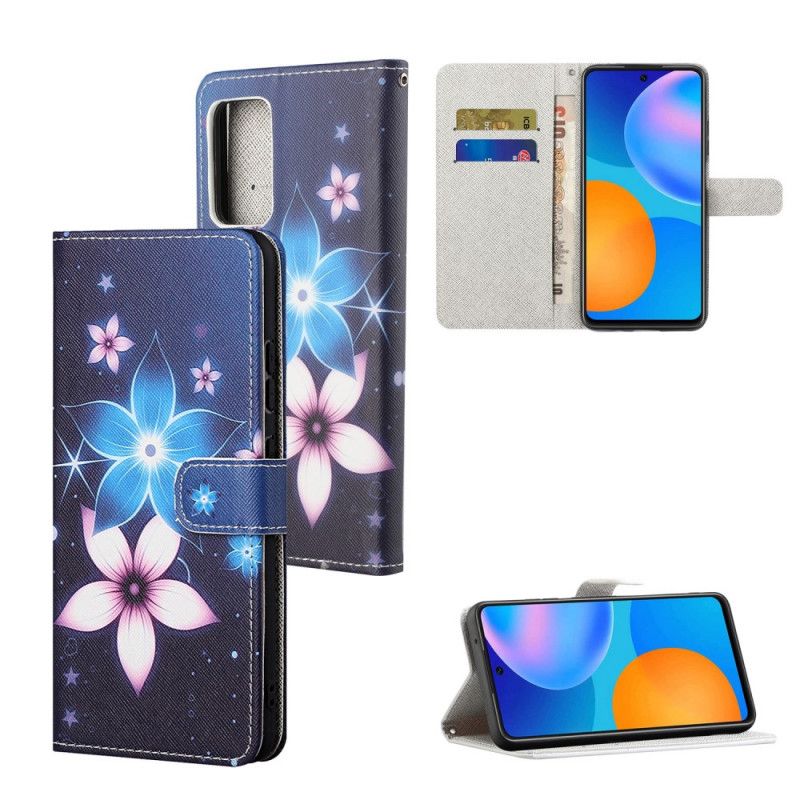 Flip Cover Læder Xiaomi Redmi Note 10 Pro Måneblomster Med Rem Original