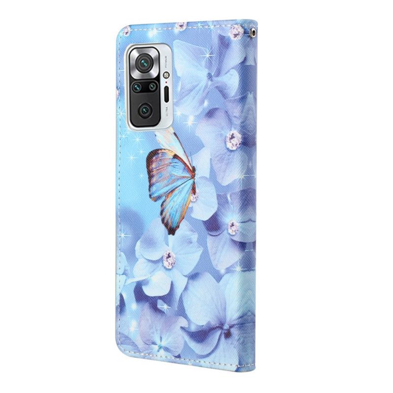 Flip Cover Xiaomi Redmi Note 10 Pro Mobilcover Diamant Sommerfugle Med Rem