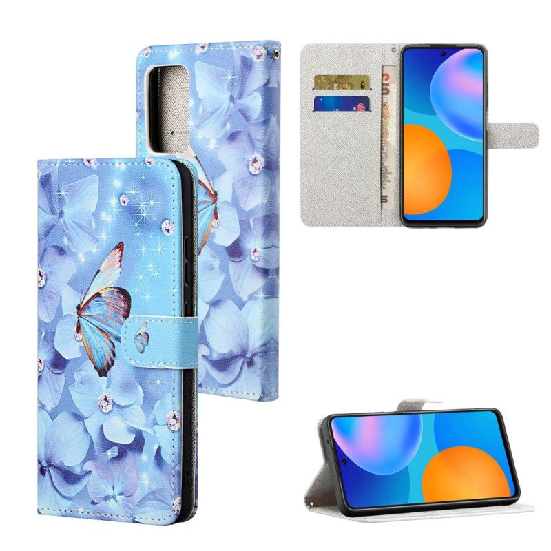 Flip Cover Xiaomi Redmi Note 10 Pro Mobilcover Diamant Sommerfugle Med Rem