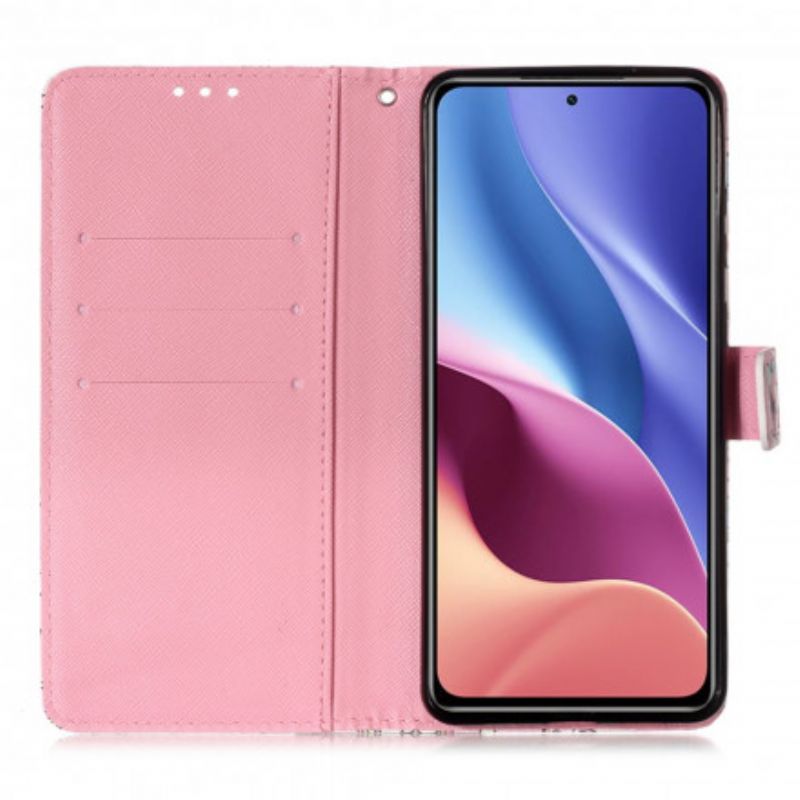 Læder Cover Xiaomi Mi 11i 5g / Poco F3 Telefon Etui Poppy Akvarel