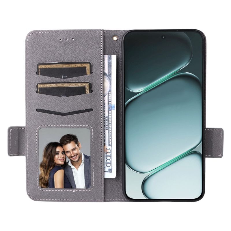 Flip Cover Oneplus 15r Litchi-tekstur Med Rem