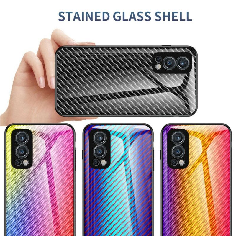 Cover Oneplus Nord 2 5g Telefon Etui Carbon Fiber Hærdet Glas