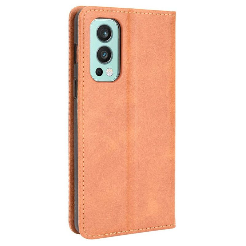 Flip Cover Til Oneplus Nord 2 5g Stiliseret Vintage Lædereffekt