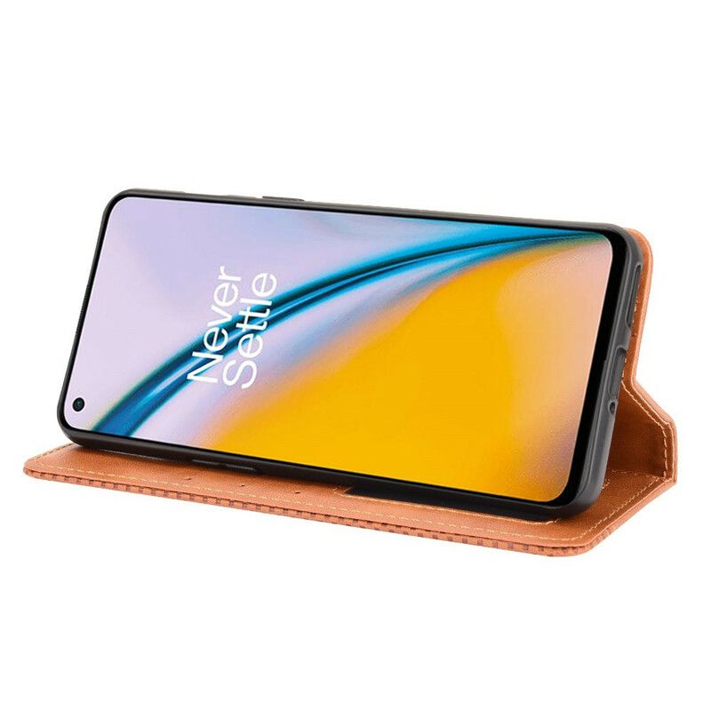 Flip Cover Til Oneplus Nord 2 5g Stiliseret Vintage Lædereffekt