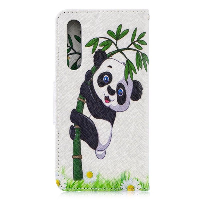 Flip Cover Læder Huawei P30 Panda På Bambus
