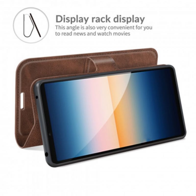 Flip Cover Sony Xperia 10 Iii Slank Ekstrem Lædereffekt