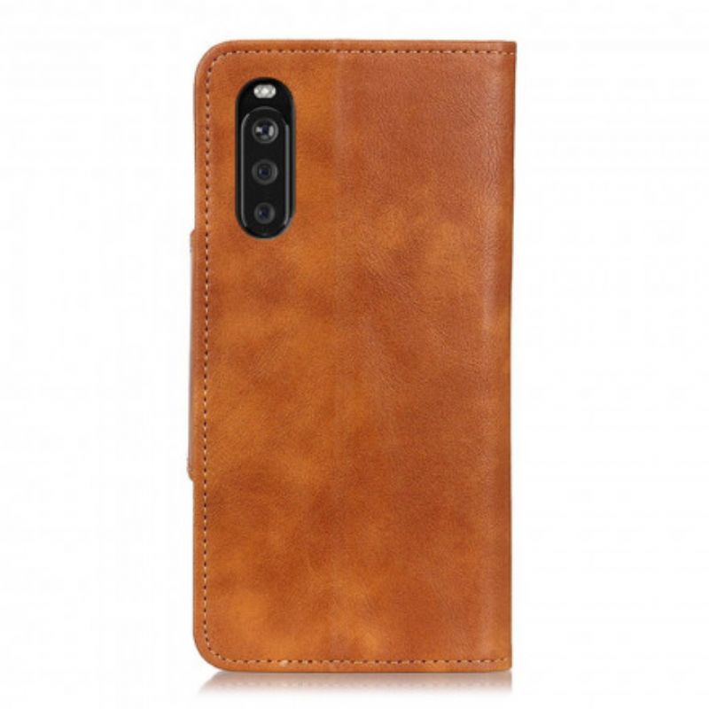 Flip Cover Sony Xperia 10 Iii Vintage Knap I Kunstlæder