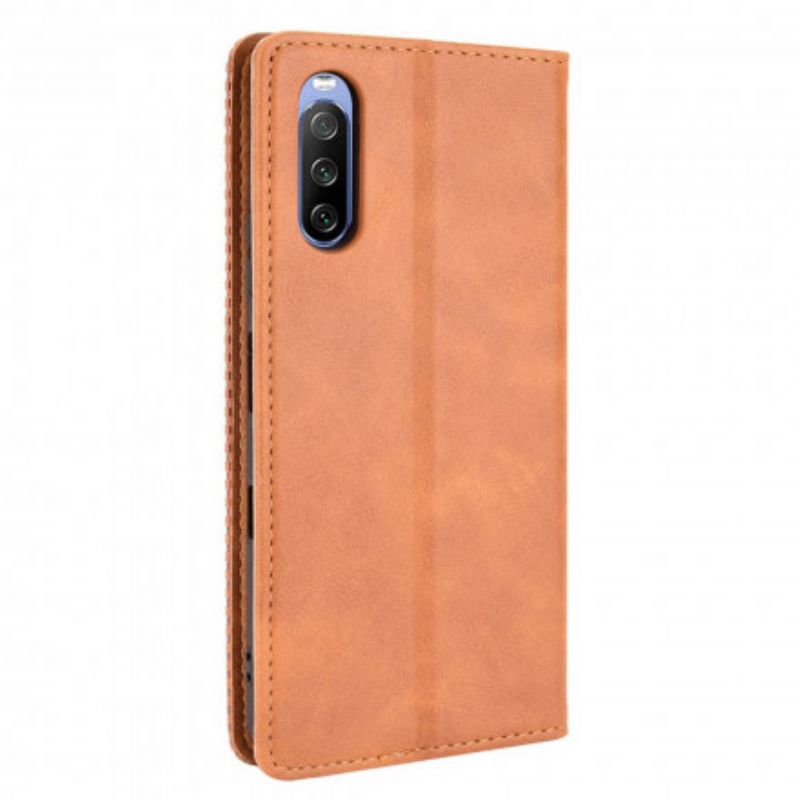 Flip Cover Til Sony Xperia 10 Iii Stiliseret Vintage Lædereffekt