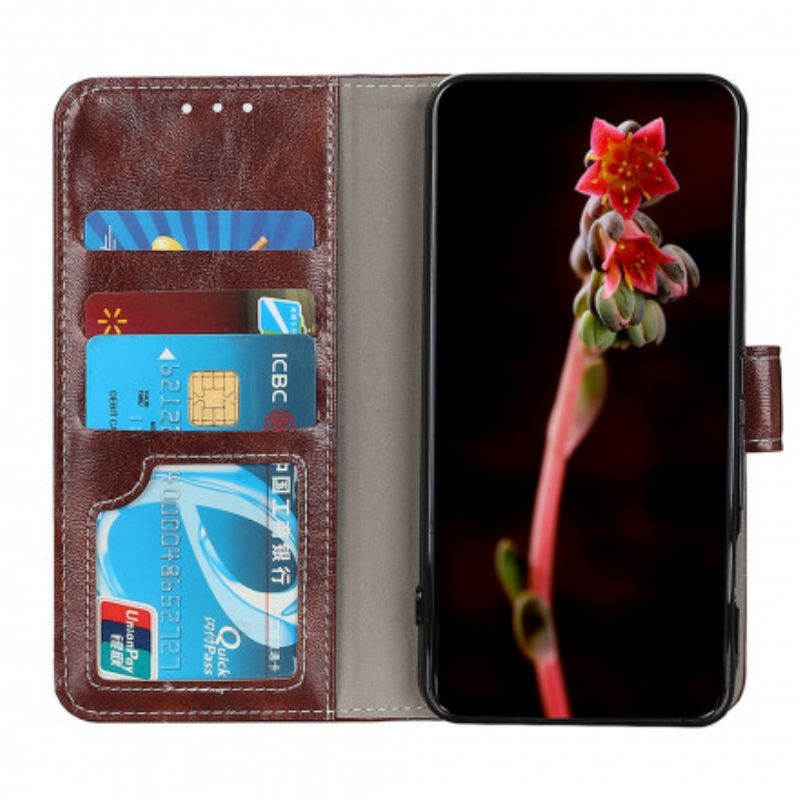 Læder Cover Sony Xperia 10 Iii Skinnende Og Synlige Sømme