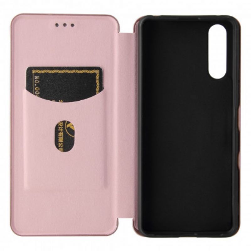 Læder Cover Sony Xperia 10 Iii Telefon Etui Farvet Carbon Silikone