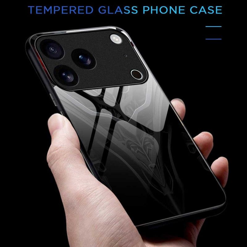 Cover iPhone 17 Pro Max Hærdet Glasdesign Sort