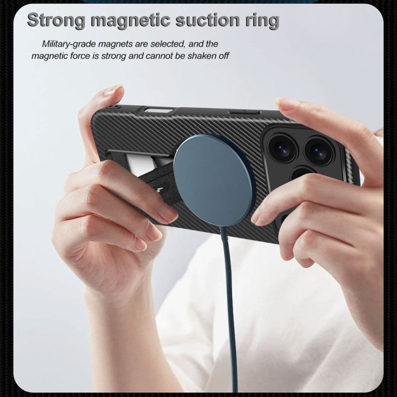 Cover iPhone 17 Pro Max Kulfibertekstur Med Støtteben