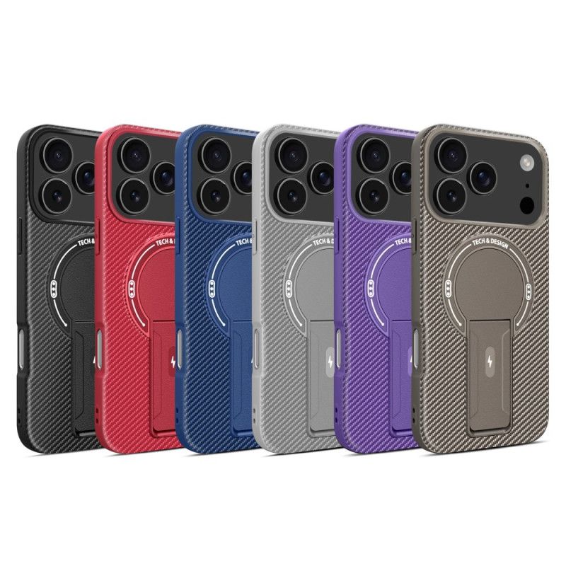 Cover iPhone 17 Pro Max Kulfibertekstur Med Støtteben