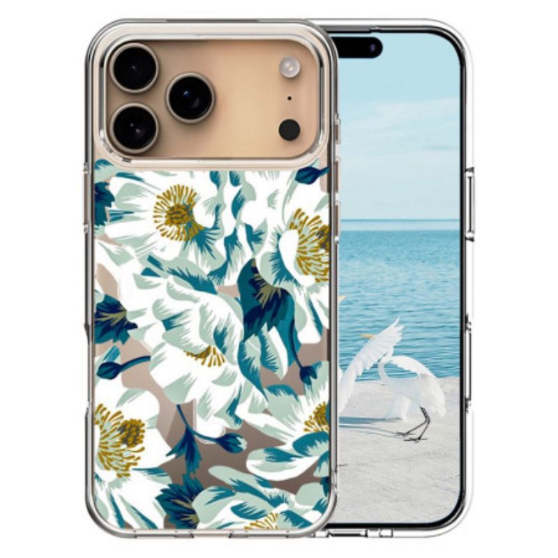 Cover iPhone 17 Pro Max Magsafe-kompatible Hvide Blomster