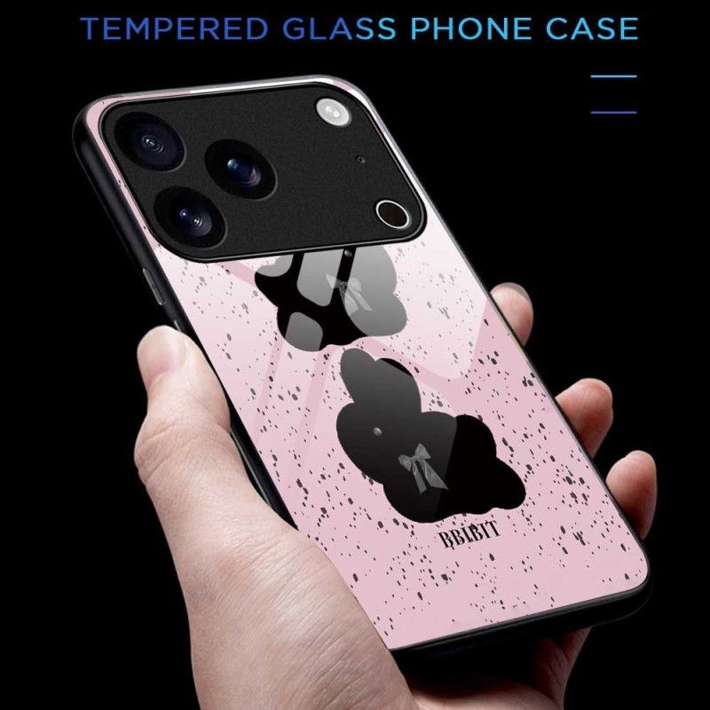 Cover iPhone 17 Pro Max Telefon Etui Hærdet Glas Lyserød Og Sort