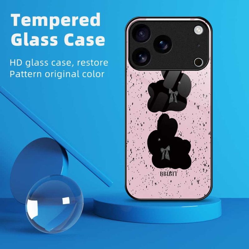 Cover iPhone 17 Pro Max Telefon Etui Hærdet Glas Lyserød Og Sort